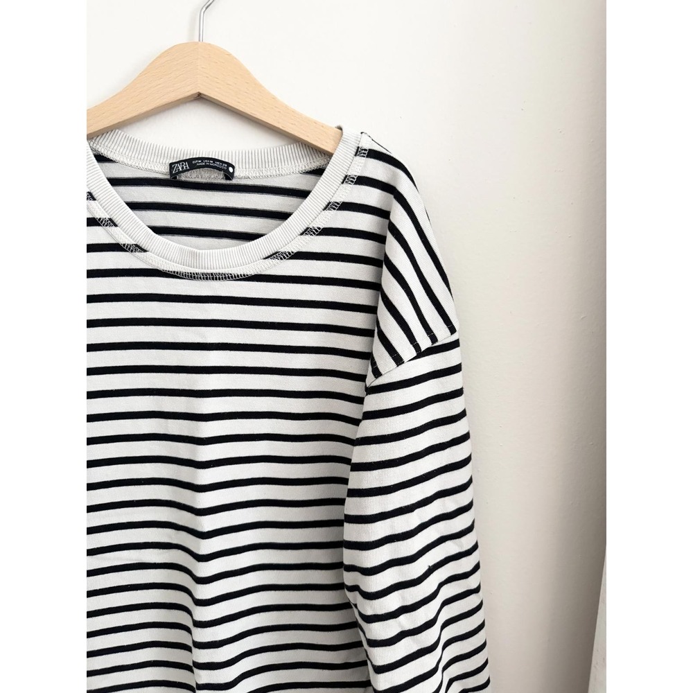 ZARA Women Striped Long Sleeve Light Sweatshirt Casual Classic Style Size M - Picture 3 of 5